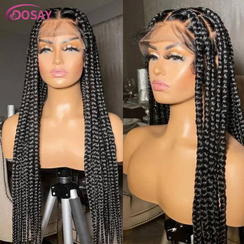 

Synthetic Locs Cornrows Braided Wigs Large Part Box Braid Wig 36 Inches Knotless Jumbo Braids Wigs Full Lace Wig For Black Women