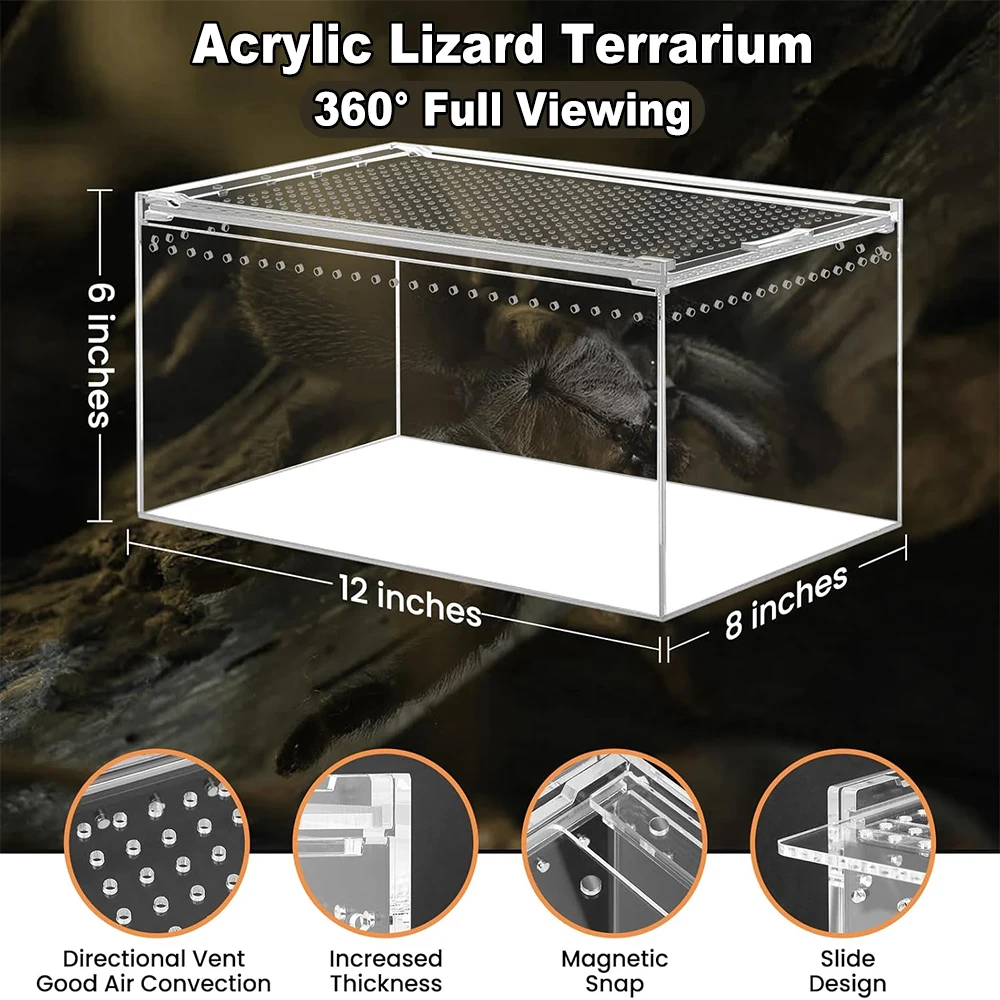 

30X20X15CM Acrylic Lizard Reptile kennel Turtle Terrarium jumping spider Crested gecko bearded dragon 20X20X30CM