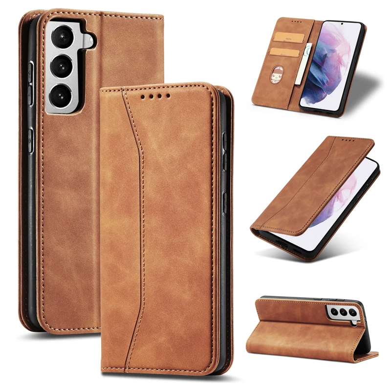 50pcs Leather Flip Case for Samsung Galaxy A50 A70 A21S A31 A51 A71 A32 A52 A72 S20 S21 S10 S9 S8 Wallet Cards Phone Bag Cover