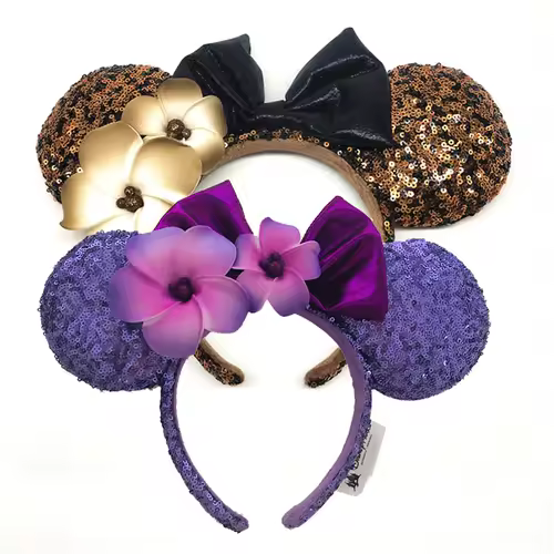 2026 Mickey Mouse Ears Headband 2025 Cinderella Rapunzel Princess Bow Minnie Ear Headwear for Adult Kids Holiday Hairband - Image 37