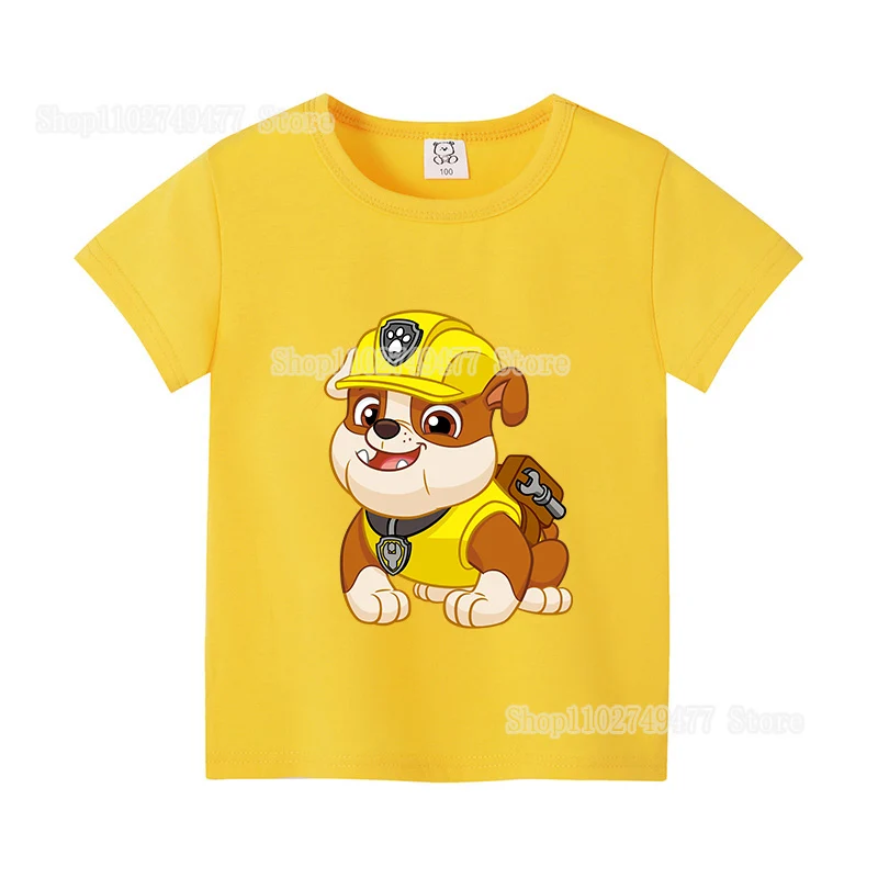 Camiseta de la patrulla canina para niños, ropa para niños y niñas, ropa de calle de dibujos animados, camisas con estampado de figura Kawaii Chase