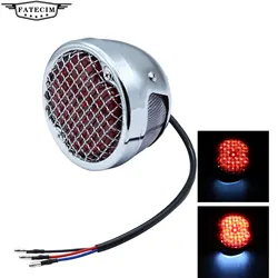 Vintage Motorcycle Tail Light with Red Lens for Harley Chopper Bobber Cafe Racer