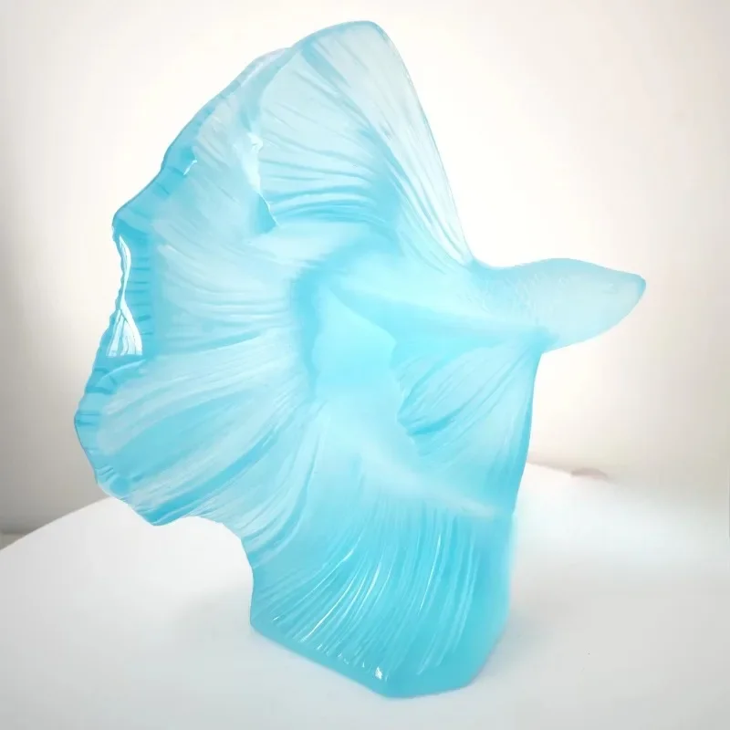Customized handmade fighting, crystal fish sculpture, high-end art decoration in the box.