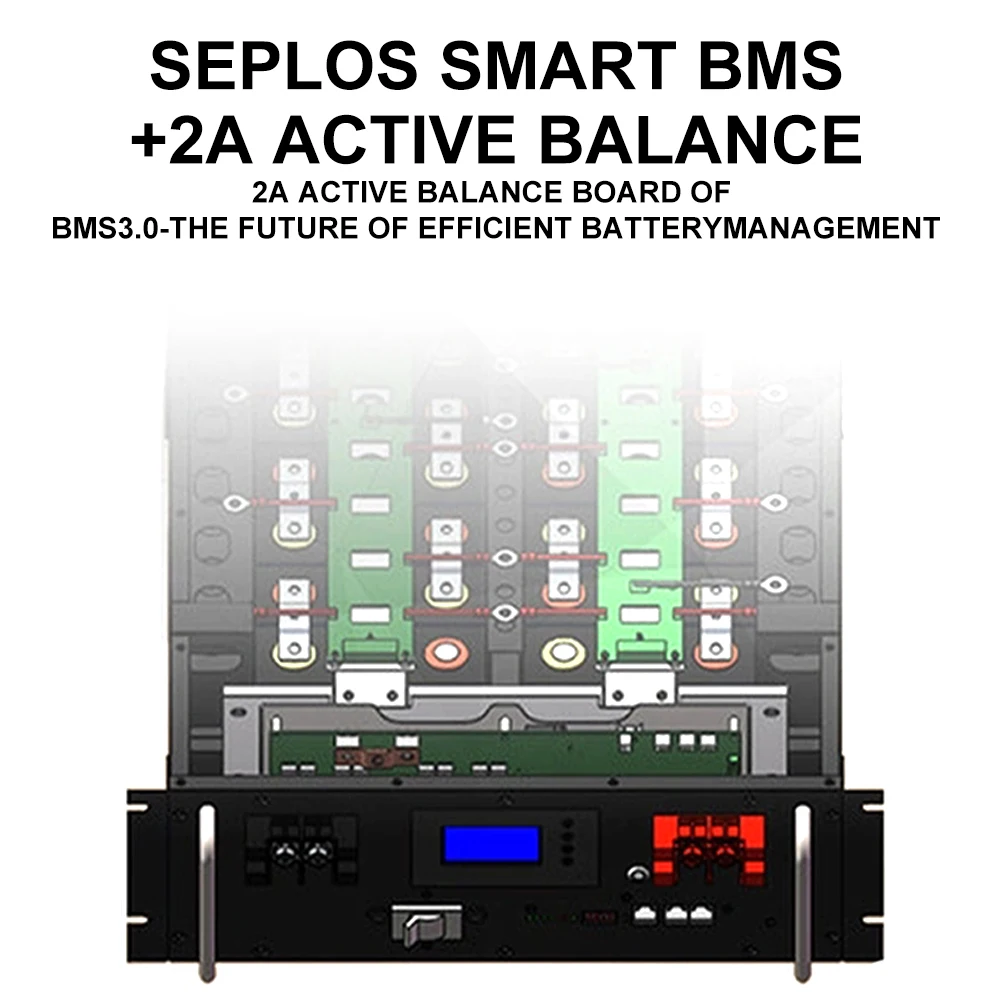 Seplos 48V 280ah Battery Pack DIY Kits with Active Balancer 2A Balance current Smart BMS 51.2V LiFePO4 Batteries Case Box