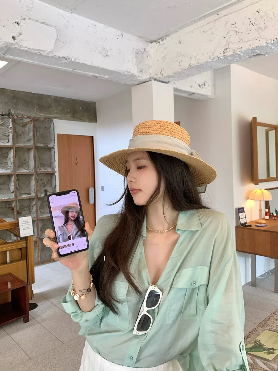 

CloudSweet женский V-Ne Long Sve irt Linen-Like, легкий летний топ свободного покроя, дышащий, удобный, защита от солнца