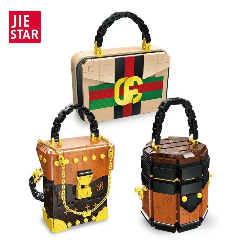 

3 типа креативные модные сумки, строительные блоки, забавные сумки, строительные кирпичи, украшения, подарочные игрушки для девочек и детей