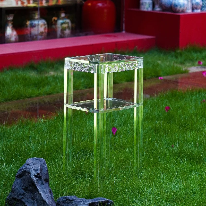 

Modern light luxury high-end sense, acrylic flower stand, household square edge rack