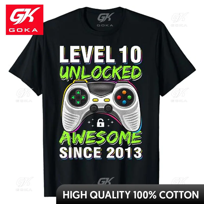 Level 10 Unlocked Awesome Since 2013 10th Birthday Gaming T-Shirt Boys Fashion Born in 2013 Gamer Tee Tops Graphic Outfits Gifts