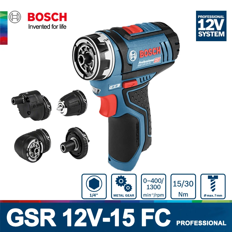 bosch chave de fenda eletrica sem fio gsr 12v15 fc bateria de litio recarregavel broca manual motorista ferramentas nacas 12v 01