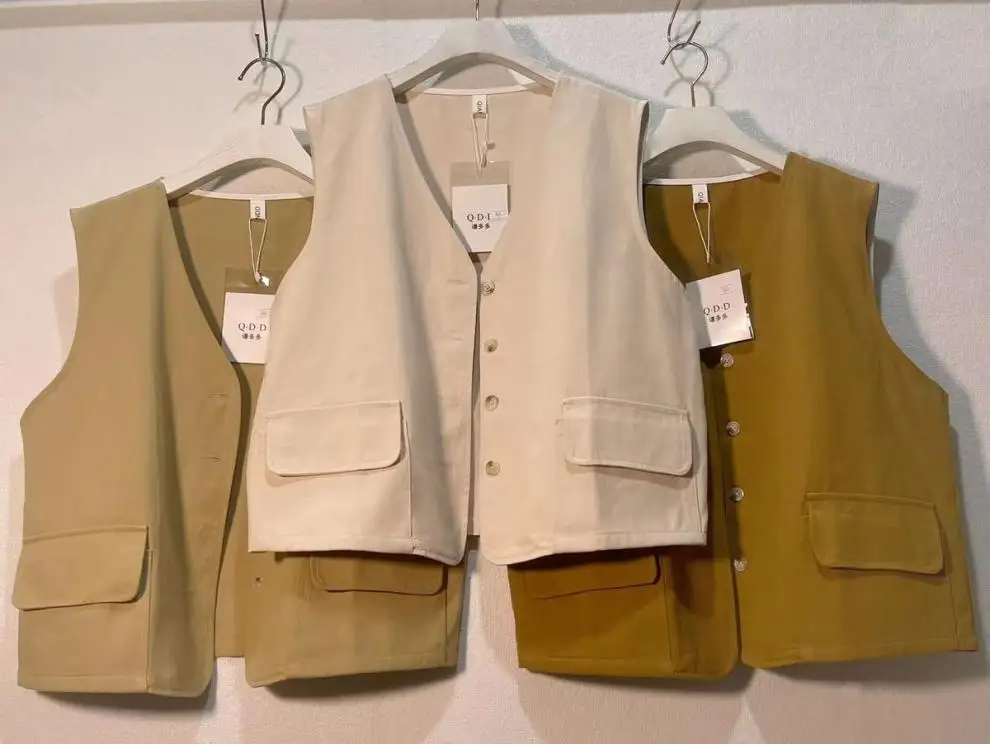 

Vests Waistcoats Thin Womens Black Spring Linen Snap Placket Waistcoat Elastic Minimalist Urban Cleanfit Pure Leisure Regular OL