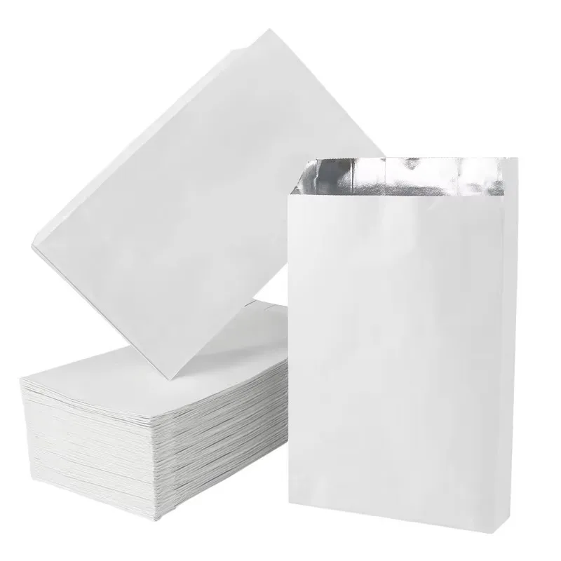 500Pcs/Lot Disposable Food Storage Bag Kraft Paper Bakery Bags Lunch Bag Aluminum Foil Greaseproof Burger BBQ Cookie Bags