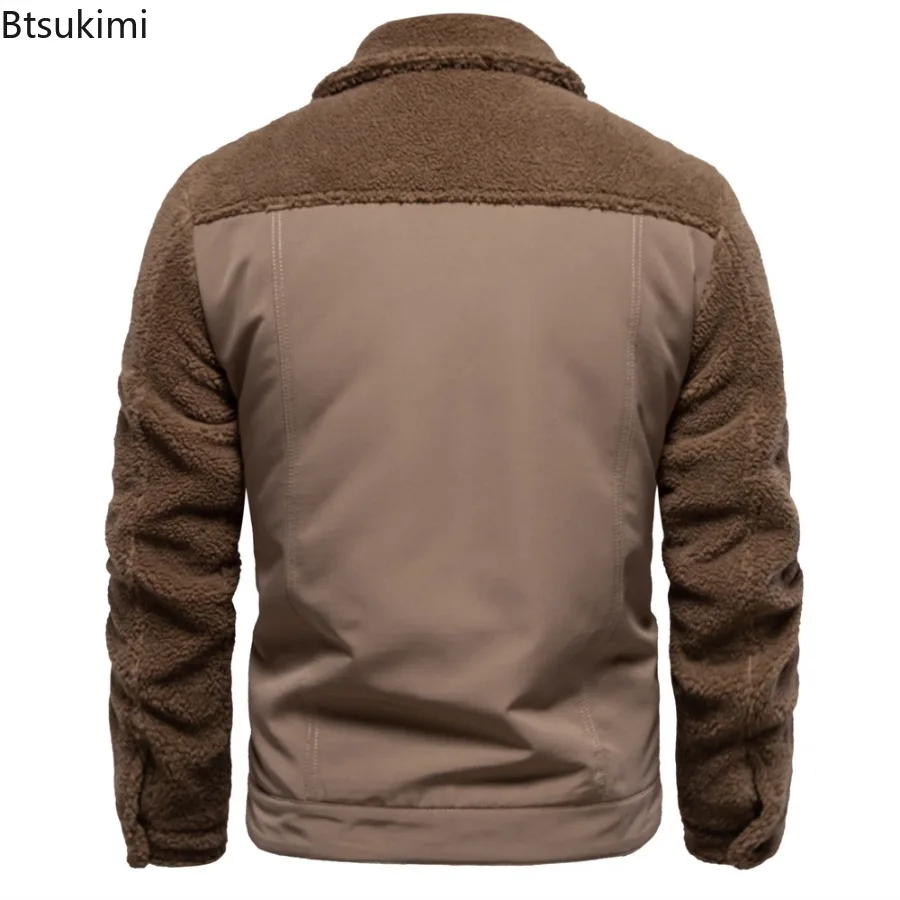 2025 New Autumn and Winter Men's Lamb Wool Splicing Jacket Thick and Warm Jacket Fashion Casual High-quality Men's Thick Coats