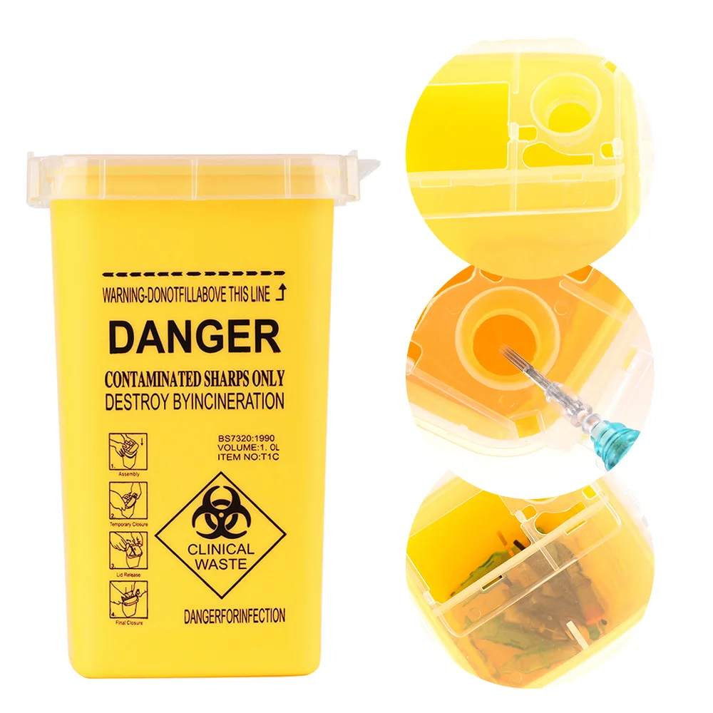 Conteneur à déchets tranchants en plastique grande capacité pour fournitures de tatouage professionnelles – Boîte de récupération d'aiguilles de tatouage