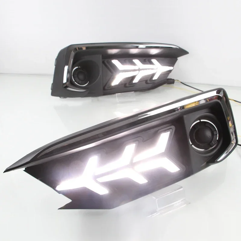 

Автомобильные светодиодные DRL 12 В дневные фонари для Honda Civic Sedan 2019 2020 желтый указатель поворота дневные ходовые фары авто дальнего света Foglamp