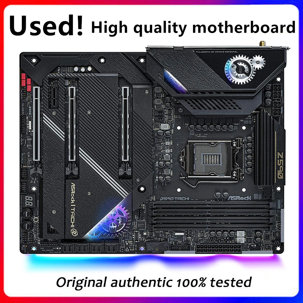 

Для ASRock Z590 Tai Chi оригинальный рабочий стол для Intel Z590 DDR4 материнская плата LGA 1200 i7/i5/i3 M.2 б/у материнская плата