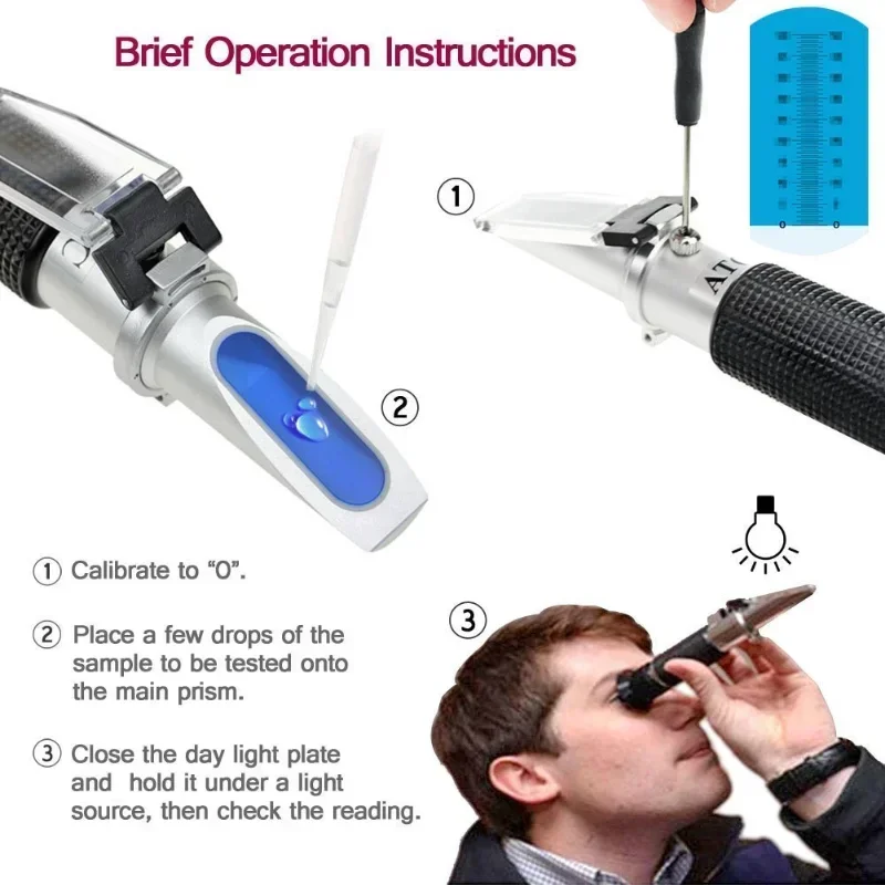 Refractometer Brix Saccharimeter Handheld Grapes Tools 0-32% Sugar Concentration Alcohol Meter Sugar Tester Fruits Densimeter