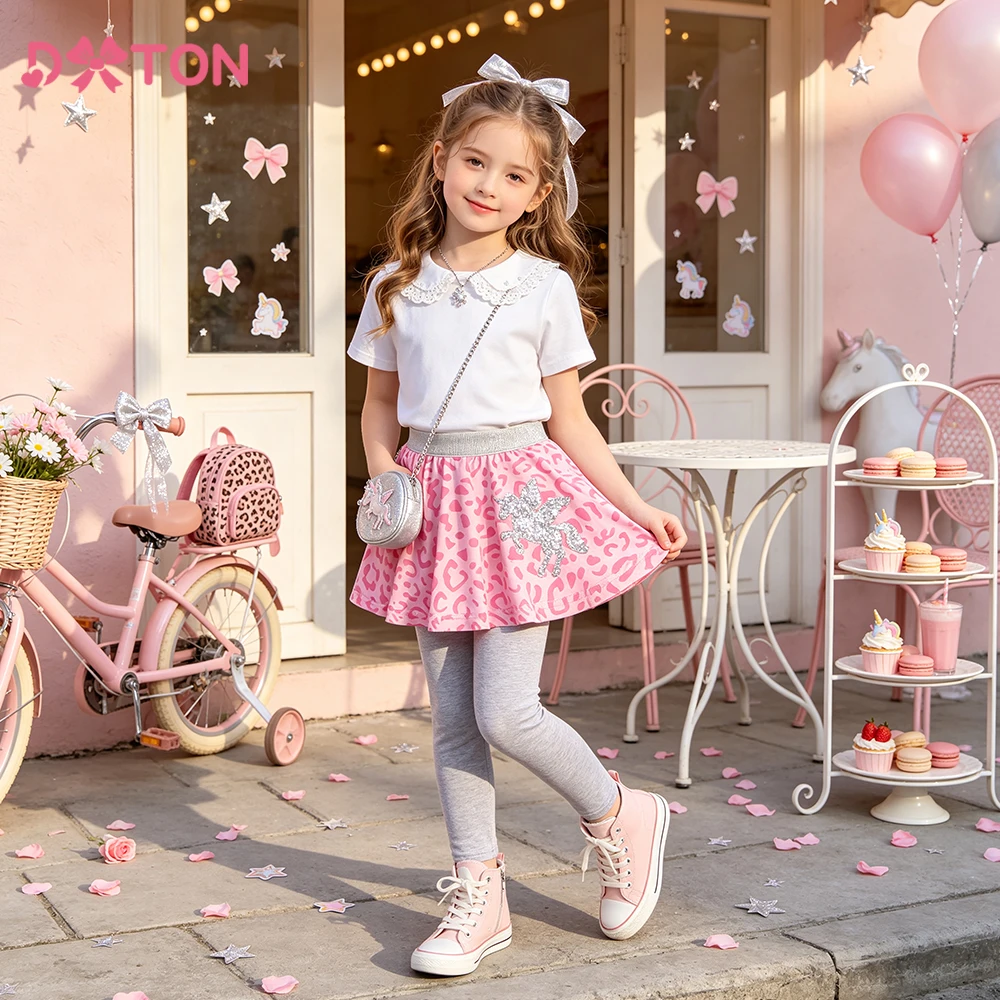 DXTON Baby Girls Leggings Cotton Kids Toddler Skirt-pants Spring Autumn Children Slim Skirt Trousers Fake Cartoon Kids Clothes