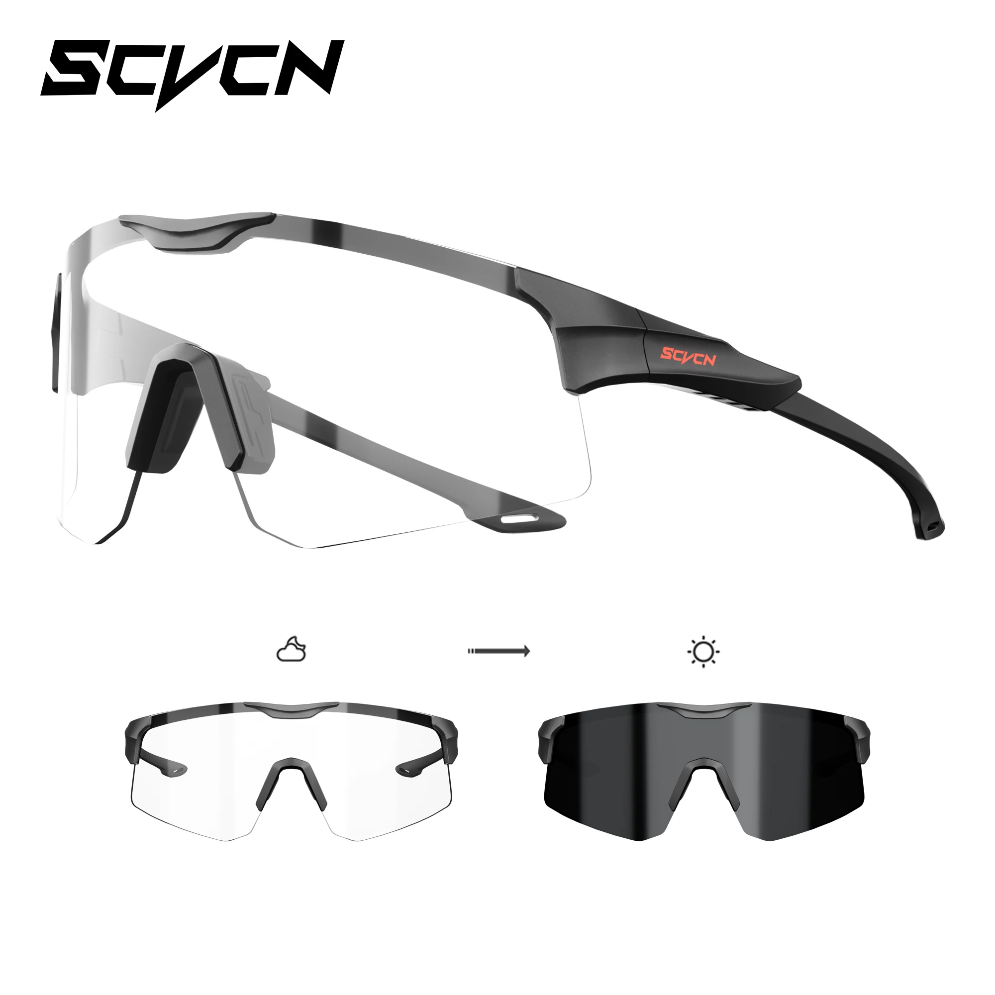 2026 SCVCN Photochromic Cycling Glasses Sports Bike Sunglasses Men Women Mtb Bicycle Eyewear Baseball Softball Sun Glasses