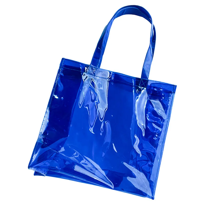 Large Clear Transparent Pvc Waterproof Tote Bag Reusable Clothing Eco Bag Fashion Portable Casual Women's Travel Shopping Bag