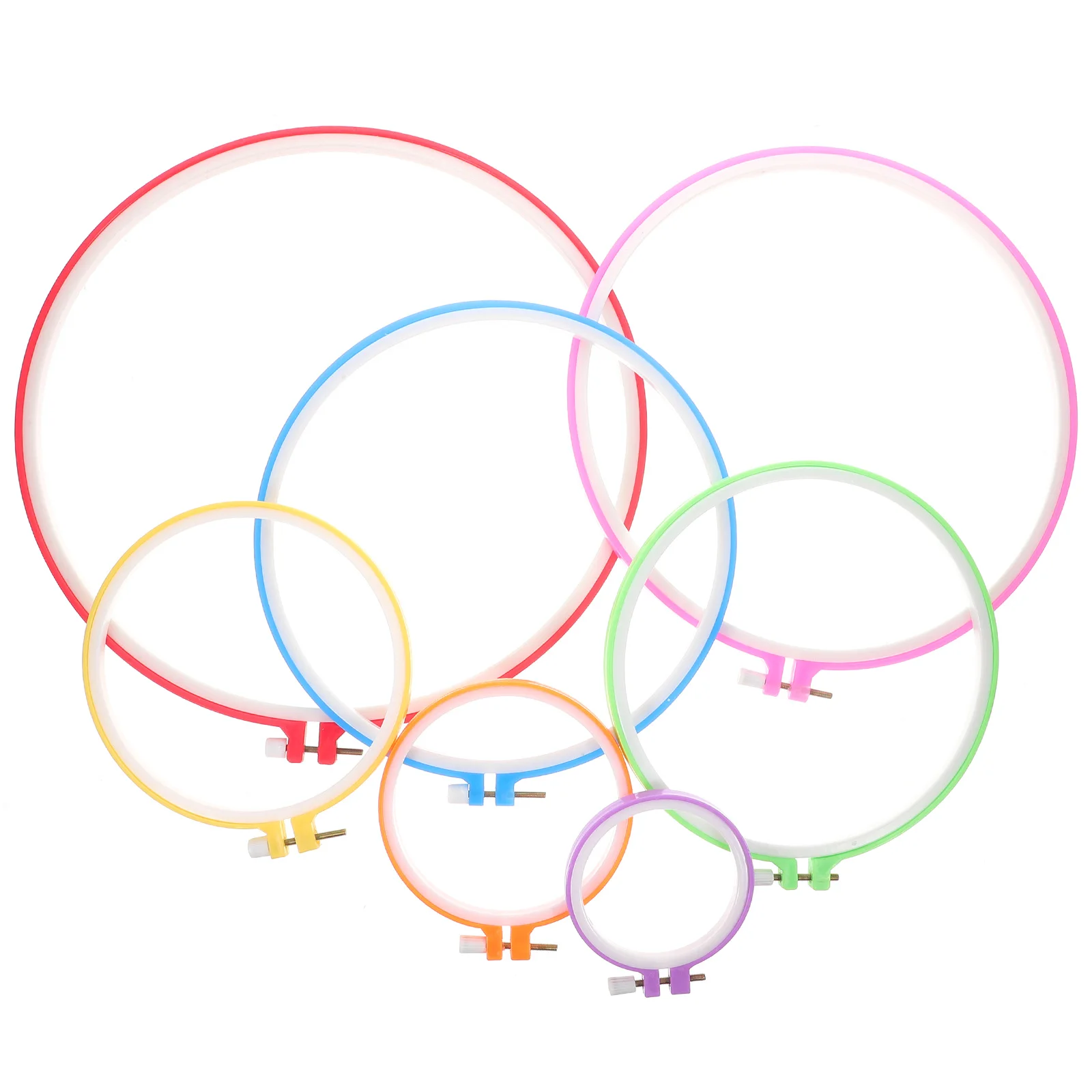 

7pcs Cross Stitch Embroidery Hoops Craft Sewing Plastic Kit Smooth Surface DIY Circle Hoops Adjustable Set For Beginner