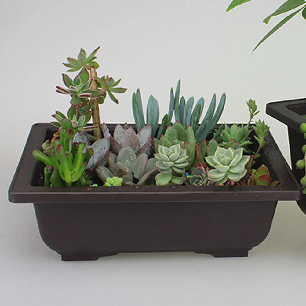 

4Pcs Rectangular Bonsai Pot Thickened Flower Box Plant Container for Garden Balcony Household Large Flowerpots Decorative