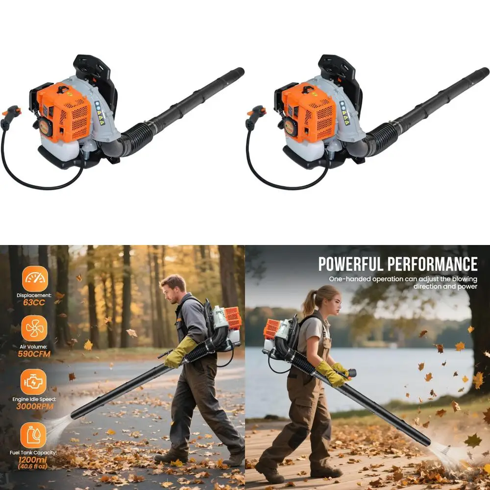 

Бензиновая воздуходувка 4.3 л.с. с объемом воздушного потока 900 см³ и скоростью ветра 210 миль/ч для тяжелых работ по уборке газонов и строительных площадок