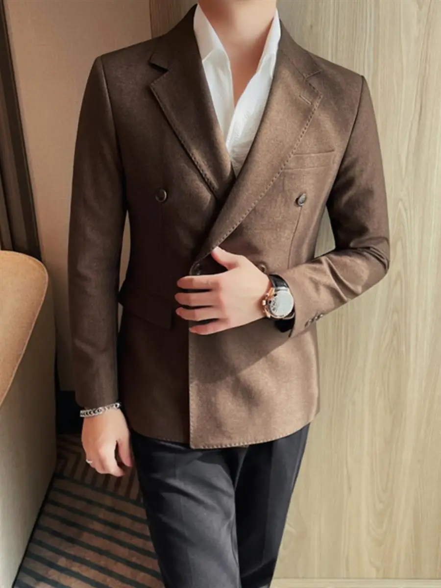 3-A54  Spring atmosphere fresh white green suit men's casual single-breasted flat lapele-breasted business commuter jacket