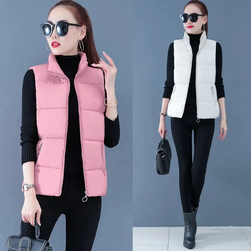 

Autumn and Winter Down Cotton Short Women's Vest 2022 Winter Korean Version of Everything With Velvet Clip Warm Sleeveless Coat