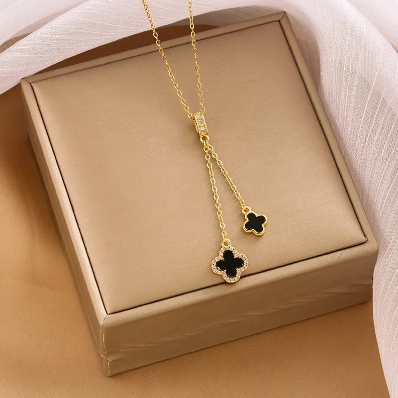 أنيقة وأنيقة ورقة العشب قلادة الإناث مهدب قلادة سحر الترقوة سلسلة قلادة