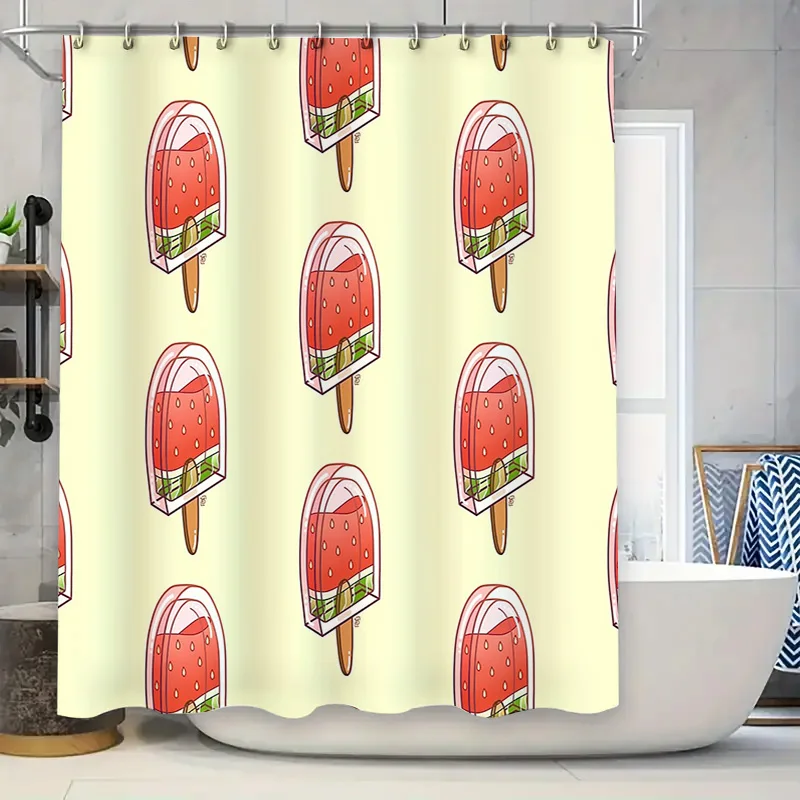 

Ice Cream Shower Curtain Cute Dessert Patterned Bathroom Decor Washable Liner Backdrop Home Sweet Home Kitchen Backdrop
