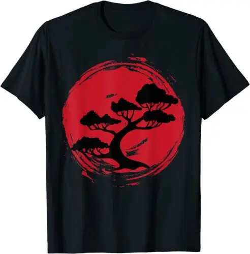  BONSAI TREE Japanese Calligraphy Circle Gift Idea T-Shirt Size S-3XL