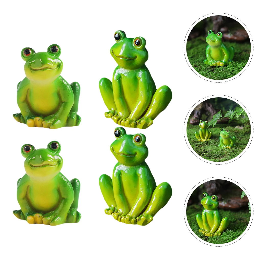 

4 Pcs Resin Simulated Frog Ornament for Garden Child Decor Succulents Mini Figurines Statue Plant Pot Decorations Frogs