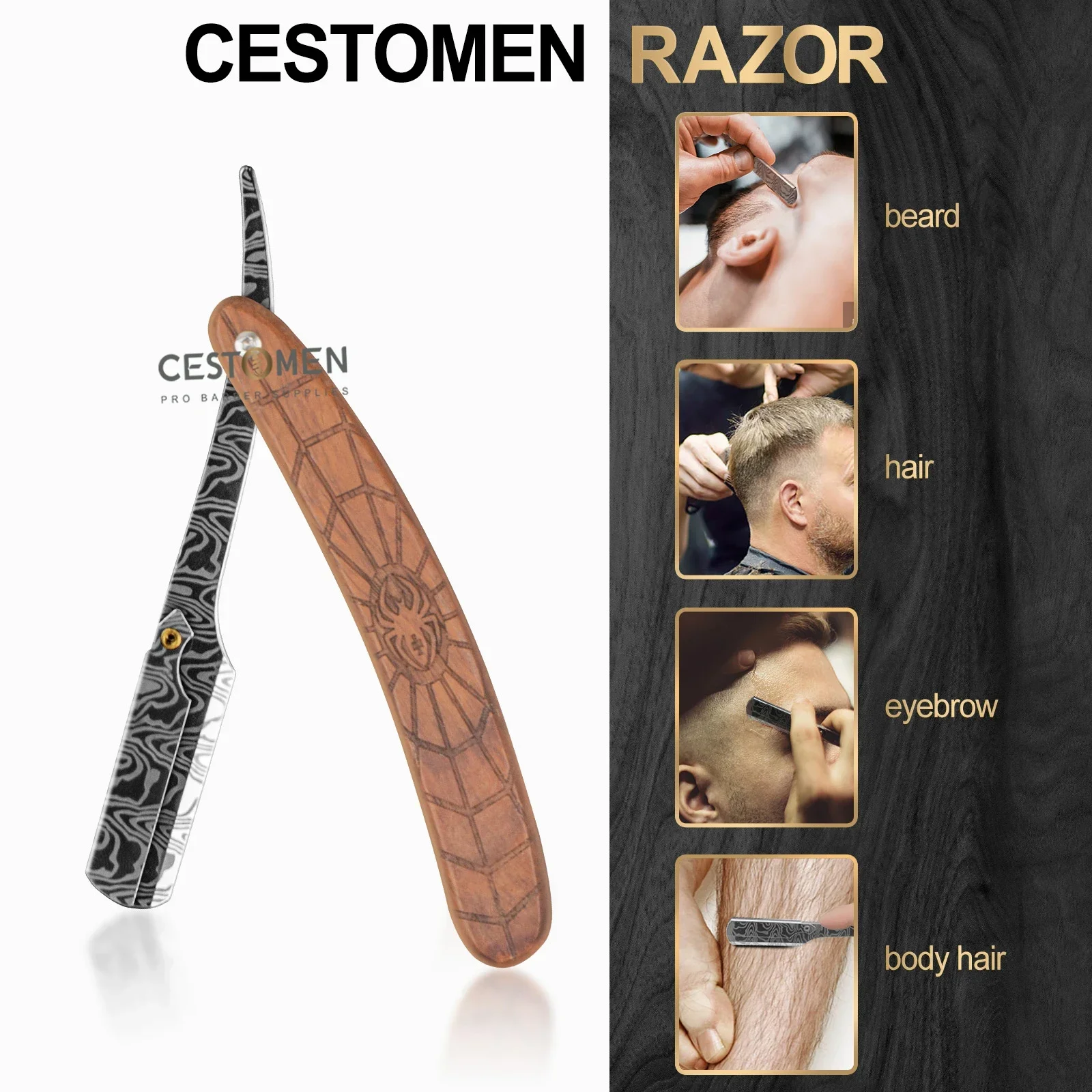 Professional Men‘s Manual Straight Shaver Razor Stainless Steel Barber Tools Safety Razor Shaving Beard Knife Fold Razors Holder