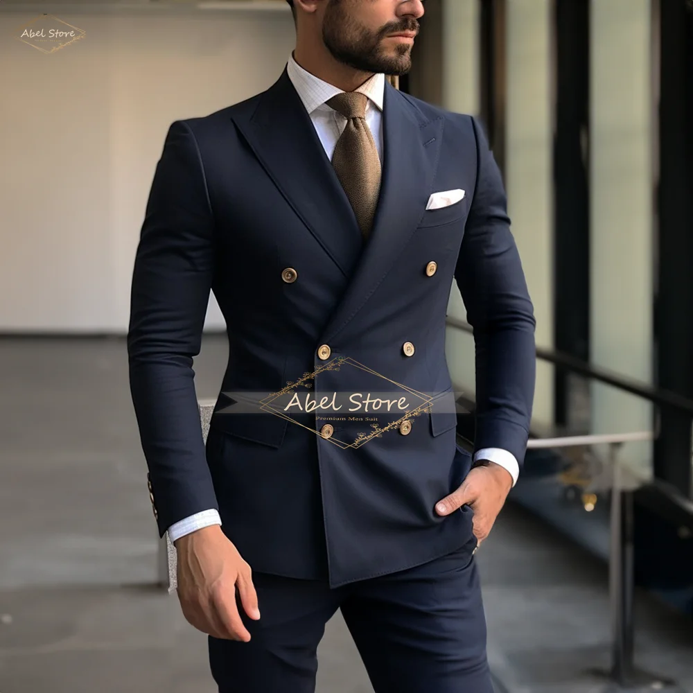 

Men's double-breasted suit 2-piece suit - business/office suit/custom formal suit classic peaked lapel elegant slim-fit tuxedo