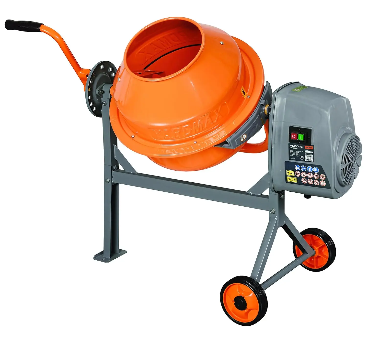 1.6 Cu. Ft. Betonmixer Stalen Handvat Met Een Ijzeren Ring En Veiligheidsslot Voor Gebruiksgemak Low-Profile Hoogte