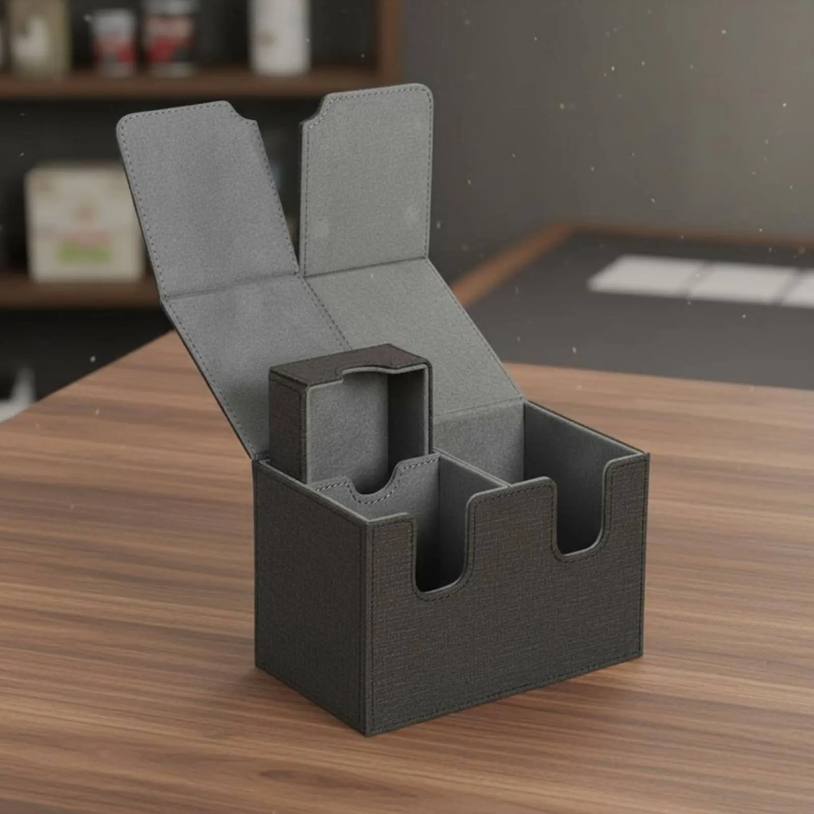 Leader Deck Box Soft Microfiber Interior Large Capacity Card Case Secure Card Organizer with Dividers Non-Slip Exterior
