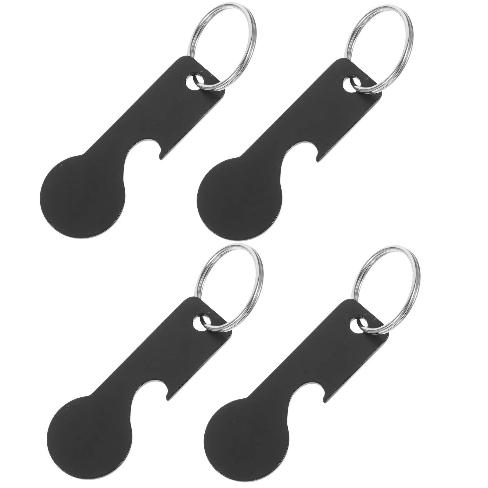 4 Pcs Unlock Release Change Tokens Trolley Key Rings Black Stainless Steel Supplies Shopping