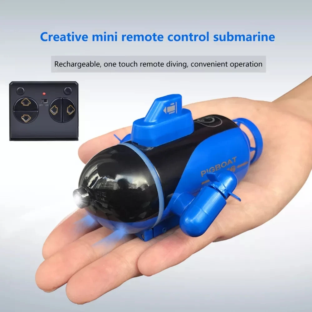 New Mini RC Submarine With LED Light Radio Control Boat Waterproof Charge Nuclear-powered Submarine Model Gift Toys for children