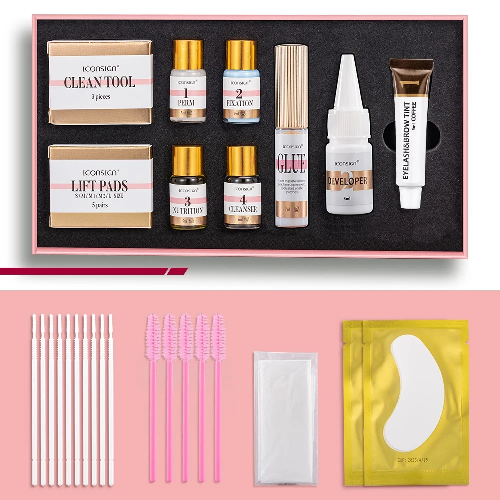 Iconsign 2-In-1 Lash Lift En Tint Kit Professionele Wimper Hijskit Wimper Perm Lash Tint Wenkbrauw Kleurstof Oogmake-Up Tools