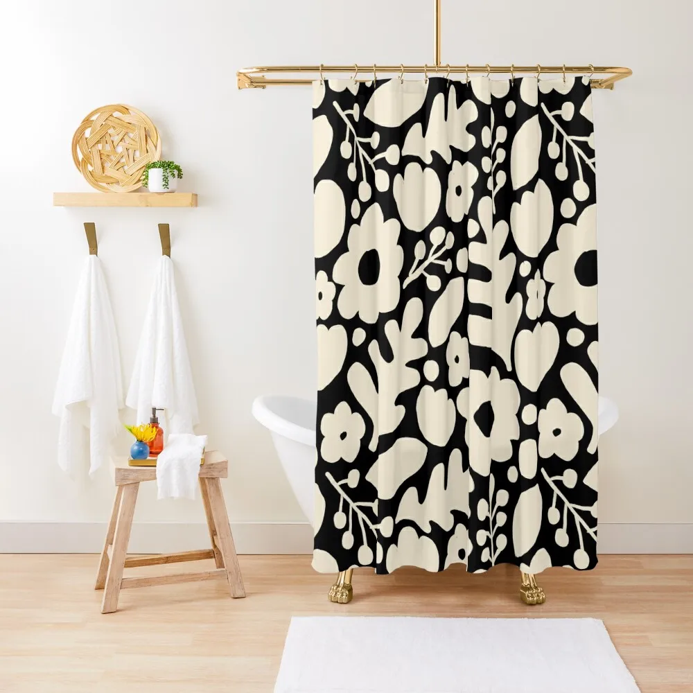 

Savonlinna - cream on black Shower Curtain For Bathrooms With Beautiful Designs Shower Set For Bathroom Bathroom Box Curtain