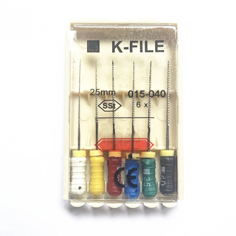 10กล่อง K-FILE ทันตกรรม21/25/31มม. สแตนเลส Endo root Canal Files Hand use K-Files endodontic Instruments