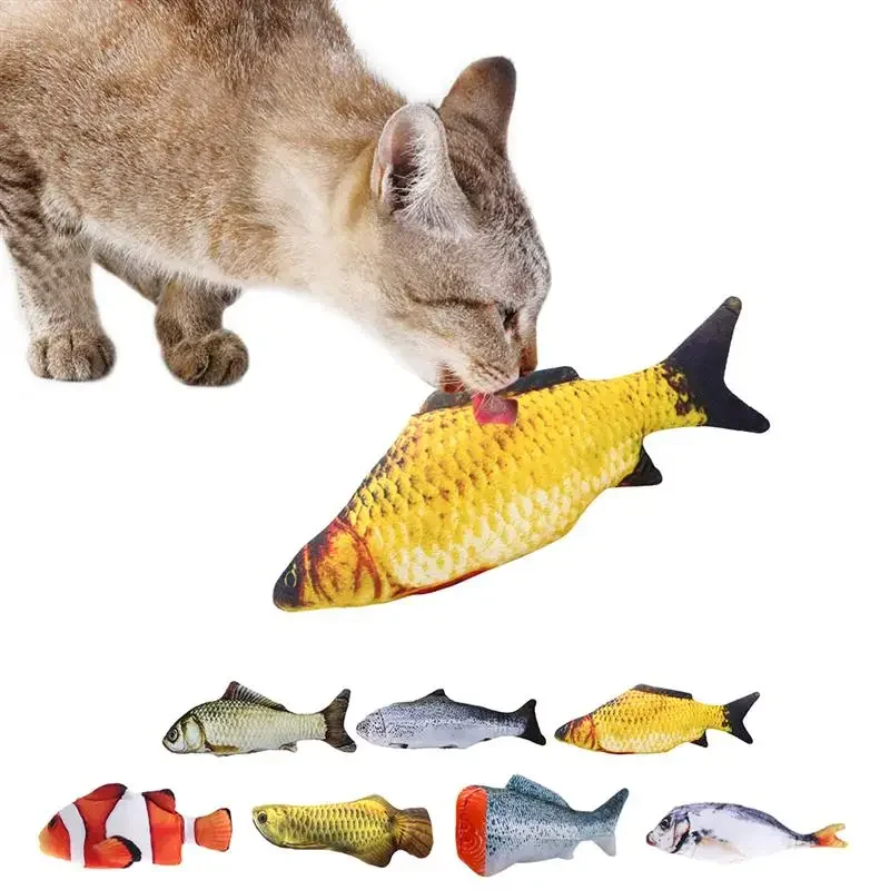 สัตว์เลี้ยง Soft Plush 3D Fish Shape Cat ของเล่นของขวัญปลา Catnip ของเล่นตุ๊กตาหมอนตุ๊กตาจำลองปลาเล่นของเล่นสำหรับ Pet