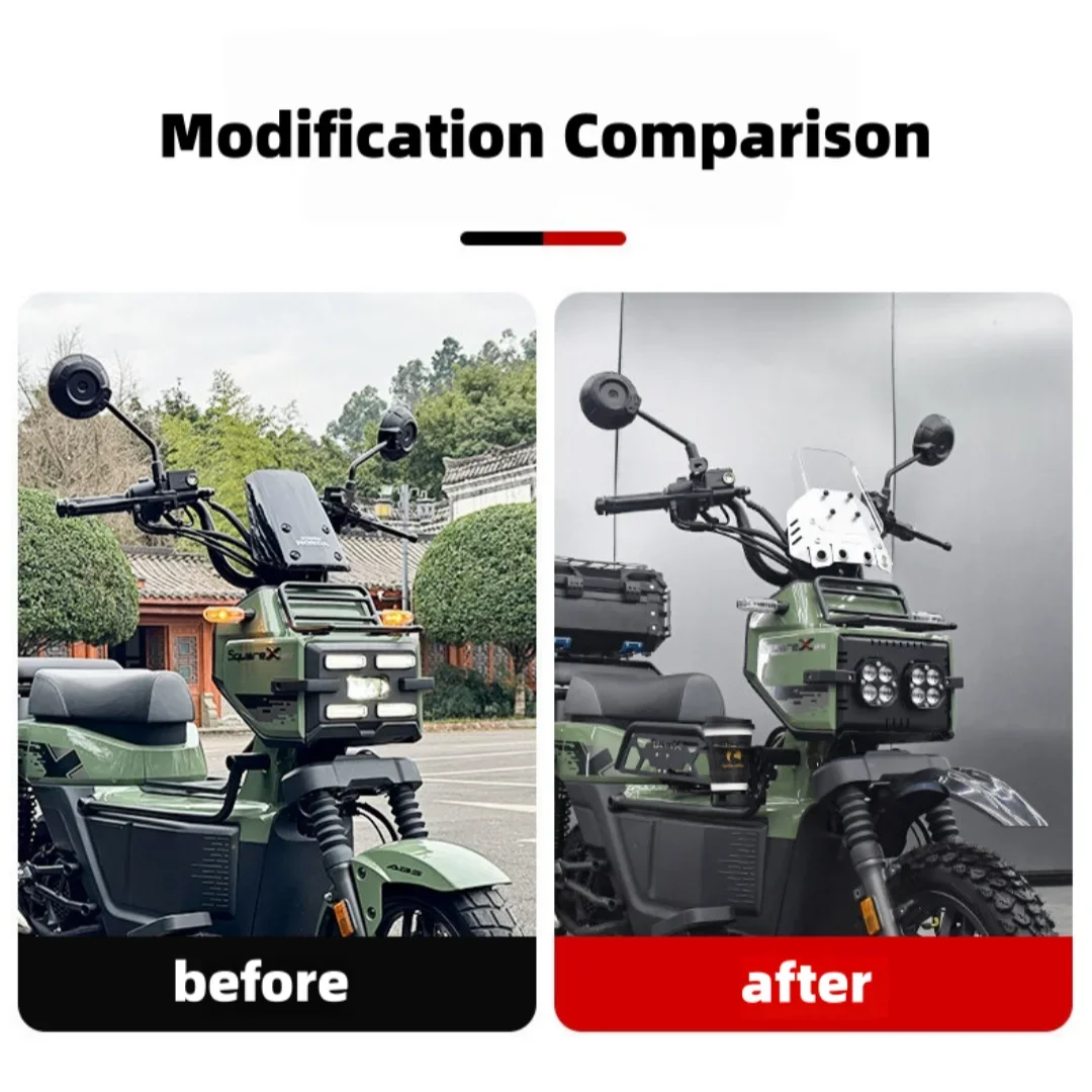 FOR UV-Resistant Clear Mini Front Fairing Premium Alloy Mount Windshield Trim Upgrade Parts for Square X125 Modified Build