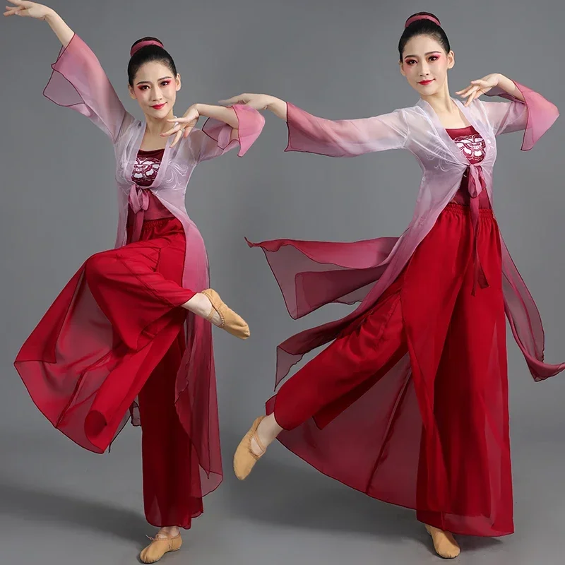 

Classical dance costumes Chinese style national practice costumes long shirts gauze clothes elegant ancient style dance costumes