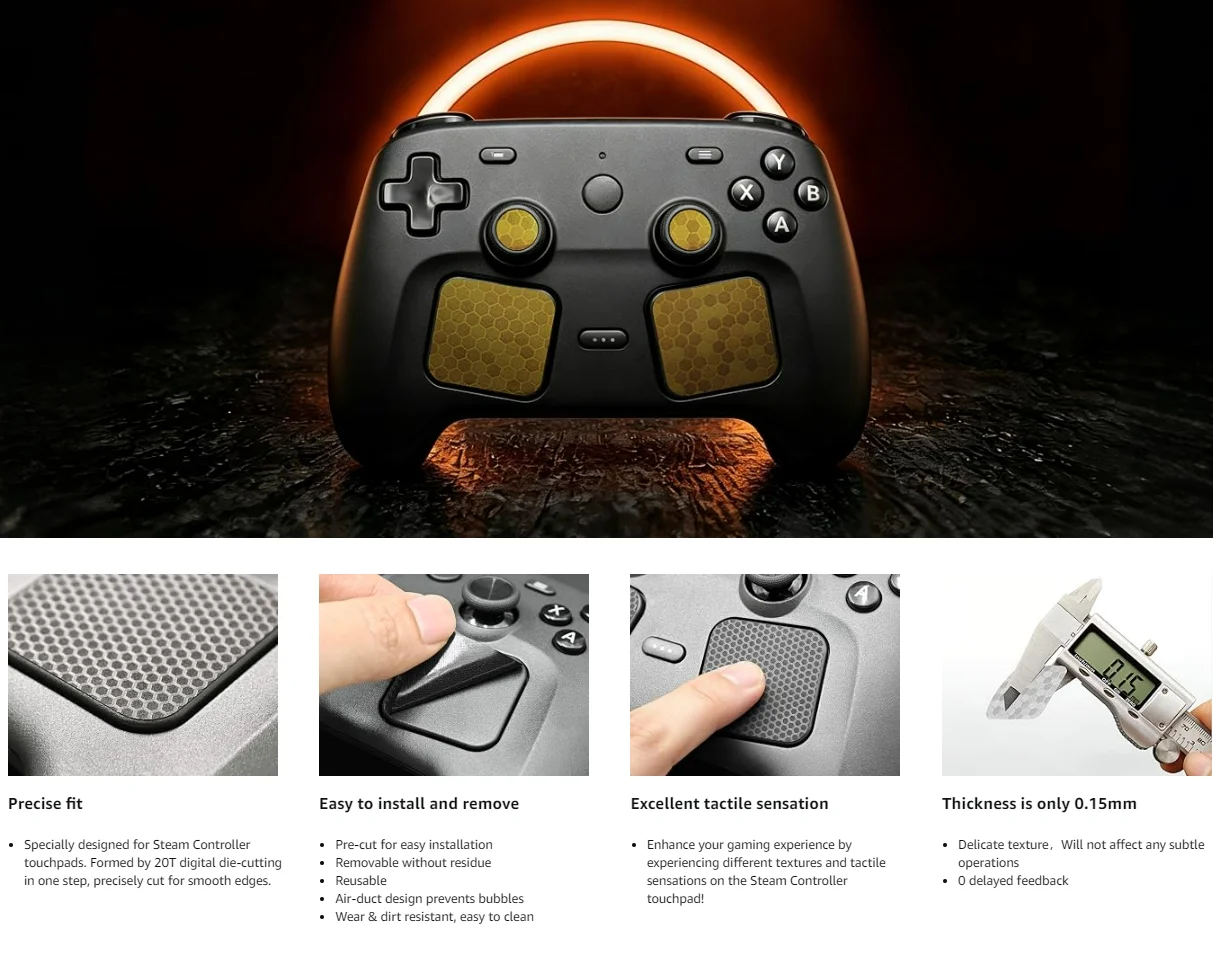 Touchpad Protector Steam Deck,Touch Pads and Back Buttons Protective Skin Texture Sticker for Steam Deck, Steam Deck Accessories