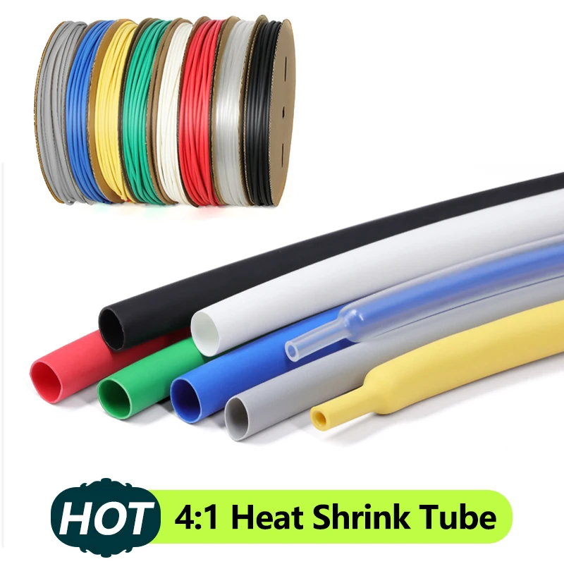 1/3/5M 4:1 Heat Shrink Tube with Glue 4mm 6mm 8mm 10.5mm 12mm 16mm 20mm 24mm 32mm Adhesive Sleeve Wrap Heat-shrinkable Sheath