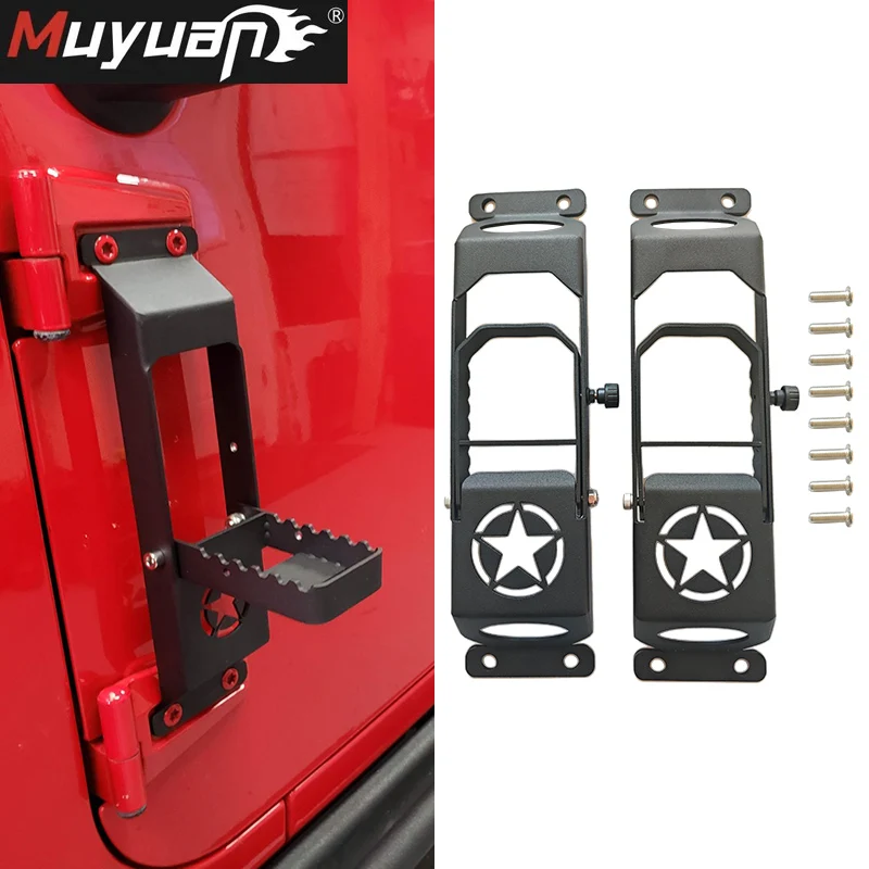 

Car Door Hinged Step Foldable Pedals Metal Foot Rest Peg Climbing For Jeep Wrangler JK 2007-2017 For JL Gladiator JT 2018 - 2024