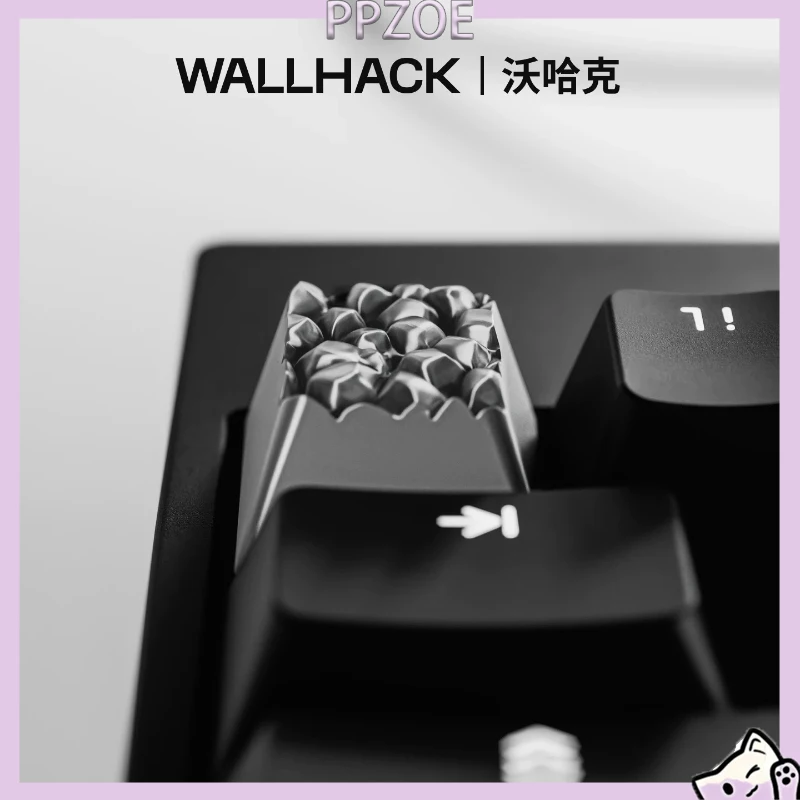 WALLHACK Aluminum Alloy Artisan Keycap, CNC 1U R4 Custom Key Cap, MX Cross Stem for Cherry MX Mechanical Keyboard