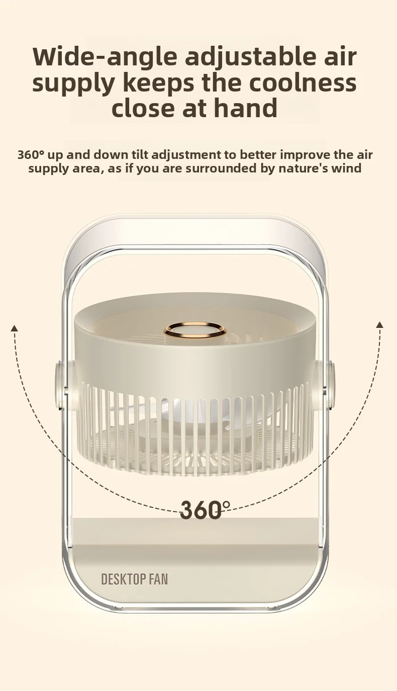 Ventilateur de bureau portable multifonction avec veilleuse led_voghion.com