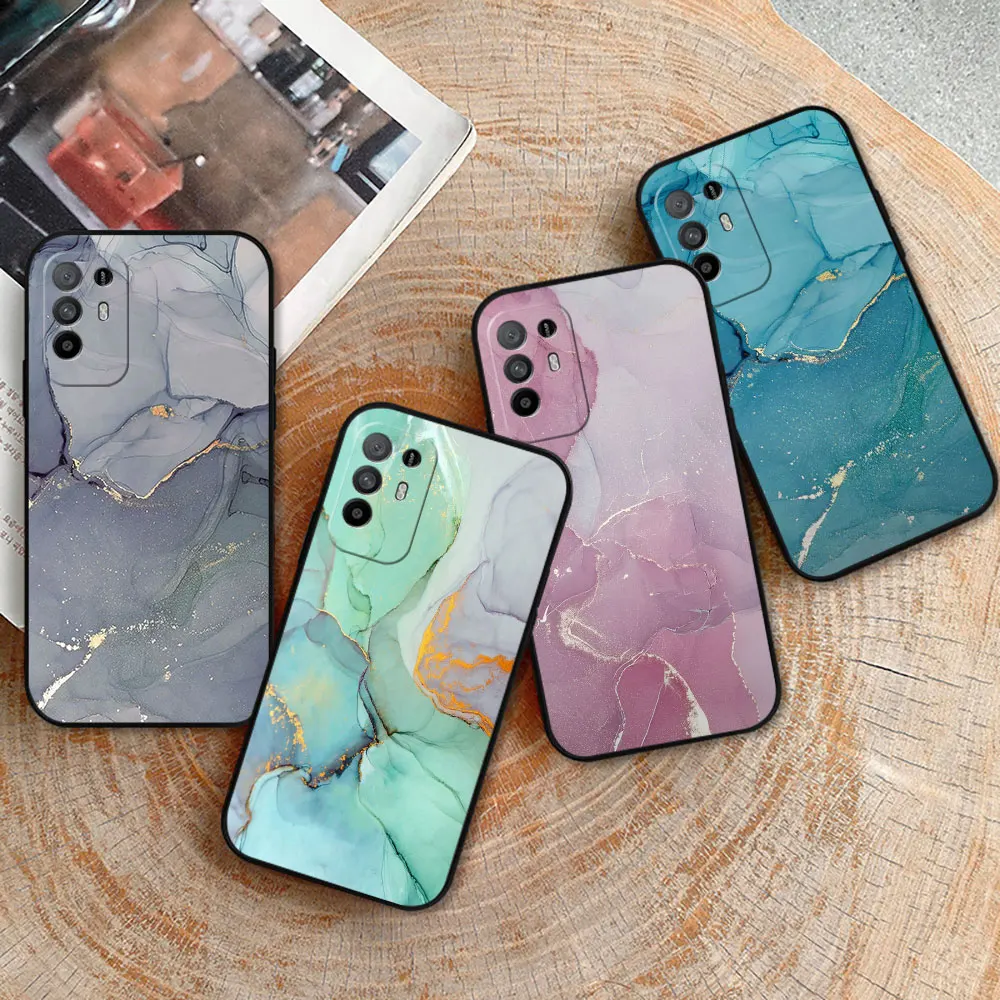 Pink Gold Marble Art Fashion Case For  OPPO A98 A94 A93 A92 A78 A77 A74 A73 A71 A60 A58 A57 A55 A54 A53 A38 A31 A17 A16 A15 Case